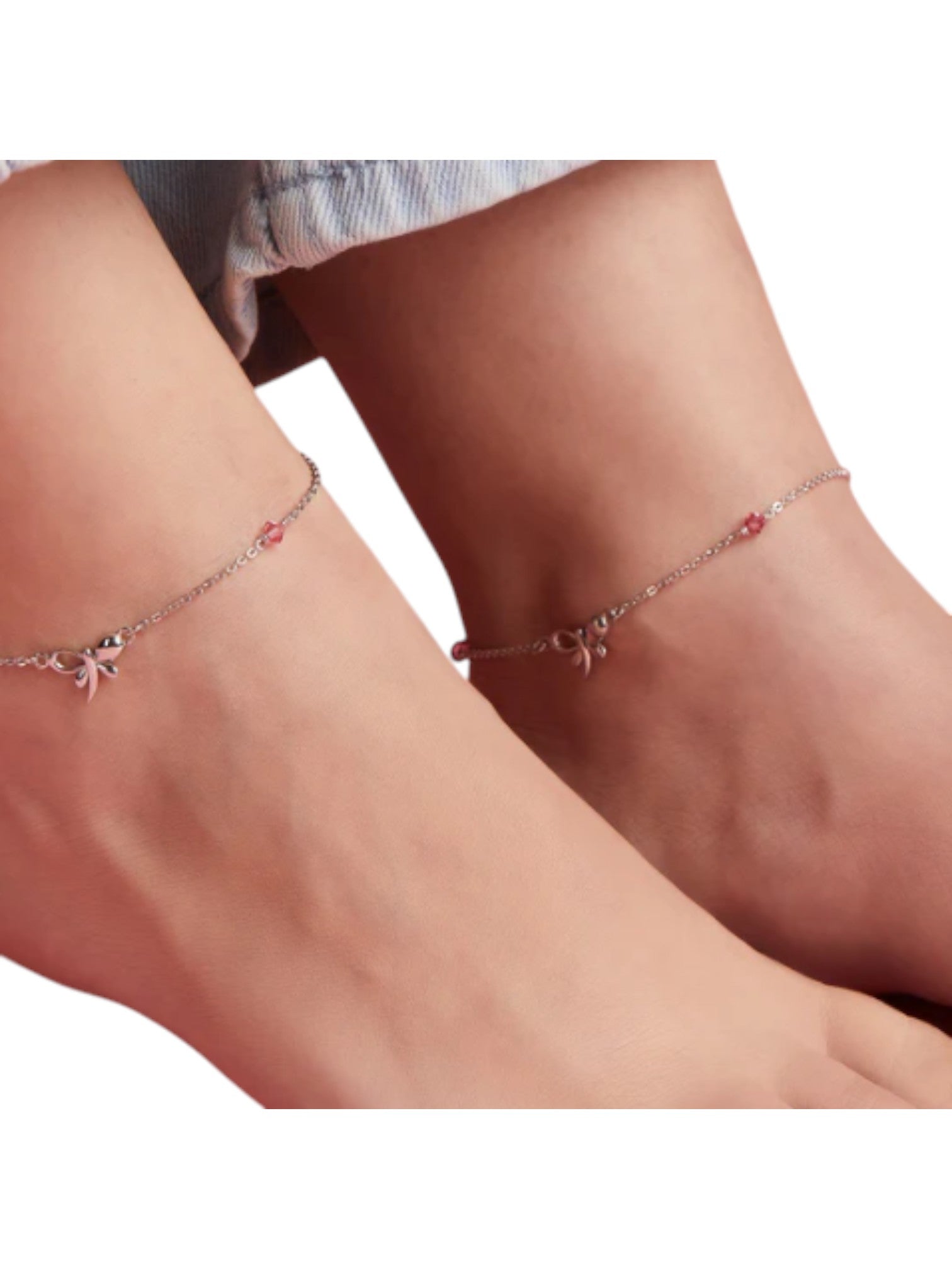 Butterfly with studded stone 925 Sterling Silver Anklets By Kesardeep Impex For Women